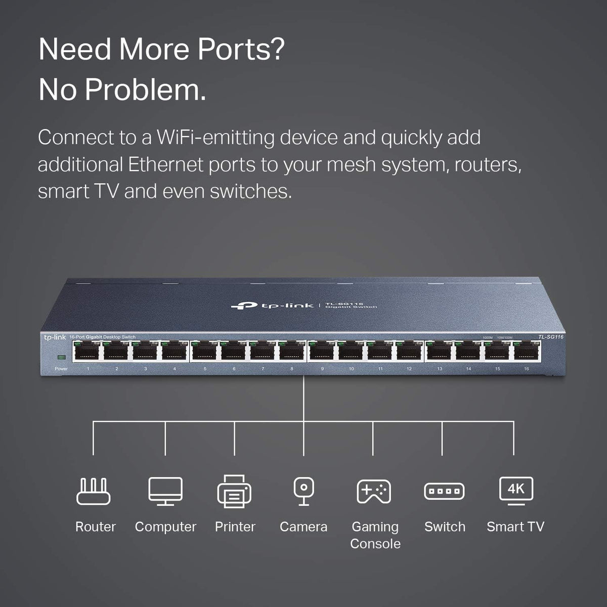 TP-Link TL-SG105S, 5 Port Gigabit Ethernet Network Switch, Ethernet Splitter, Hub, Desktop and Wall-Mounting, Sturdy Metal, Fanless, Plug and Play, Energy-Saving