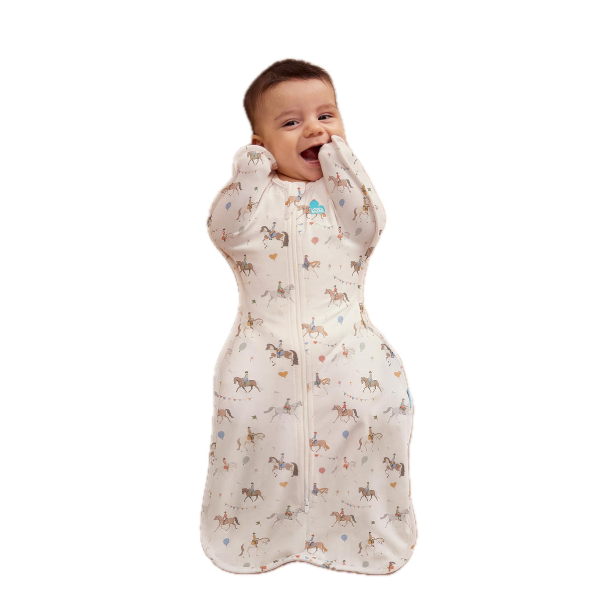 Love To Dream™ Swaddle UP™, Newborn 2.2-3.8 kg - Grey, Snug Fit, Supports Healthy Sleep Routine, 1.0 Tog - Ideal for 20-24°C Temperatures, Machine Washable Cotton & Double Zip for Easy Nappy Changes
