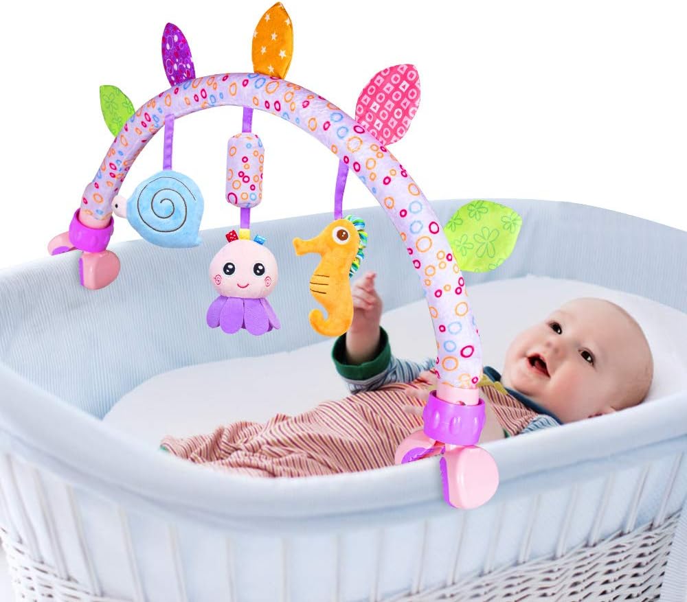 caterbee Travel Arch Bassinet Toys for Infant & Toddlers, Pushchair & Pram Activity toys for Development indoor and outdoor(Ocean)