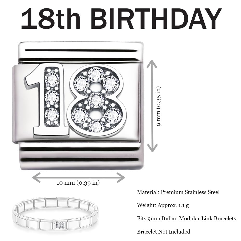 Italian Charm Link Number Birthday Milestones fit 9mm bracelet