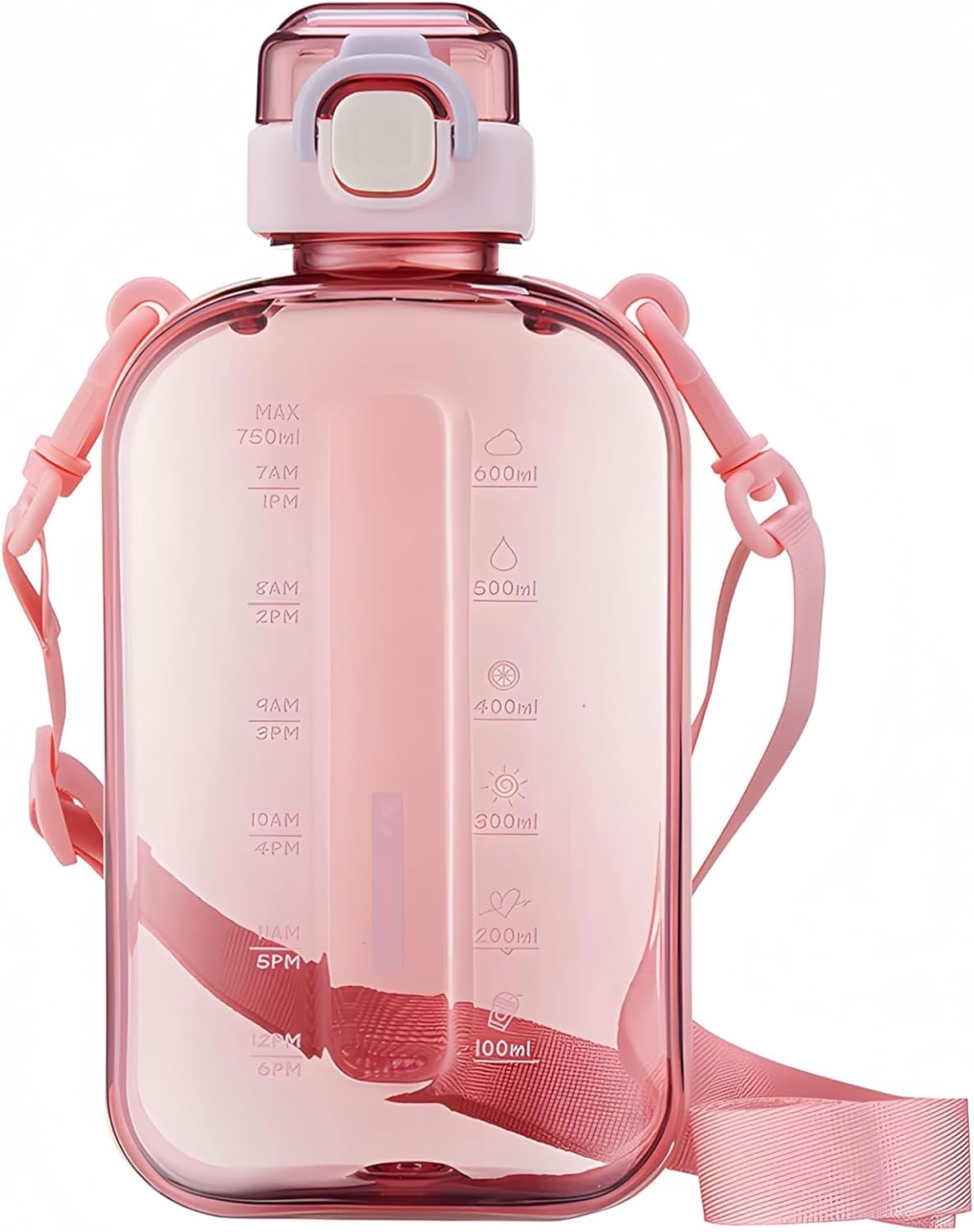 SEASEVEN Flat Water Bottle 750ML for Gym,School Office(Flat Pink)