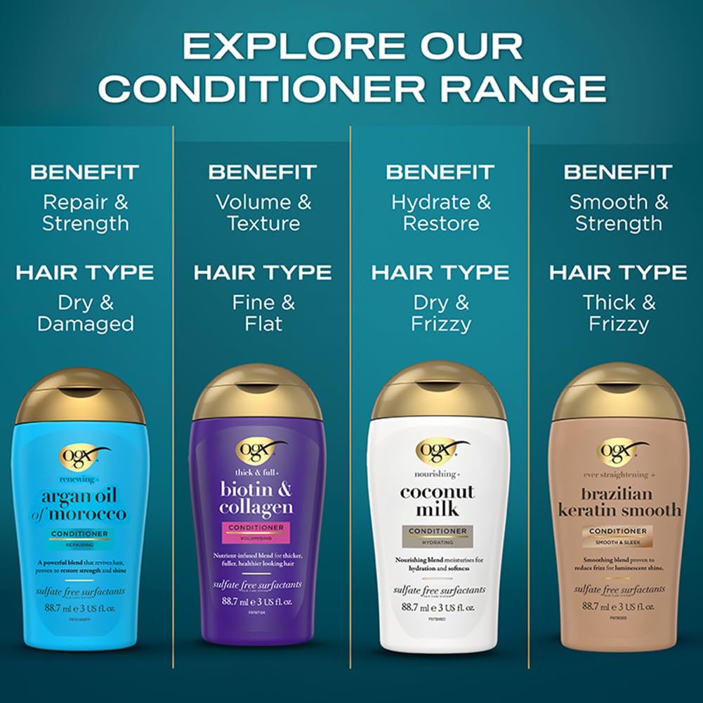 OGX Argan Oil of Morocco Hair Conditioner, Hydrate and Repair, Intensively Moisturises, for Dry and Damaged Hair, Sulfate Free Surfactants, 385ml