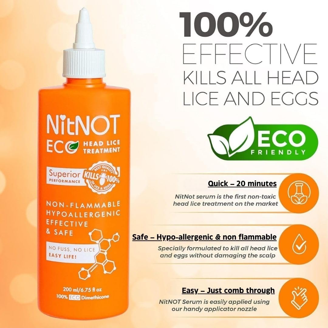 NitNOT Headlice Treatment As Seen On Dragons Den100% Effective Kills All Head Lice and Eggs. Premium Nit Treatment-Lotion(200ml). Lice Treatments Extra Defence for All Hair, for Children and Adults