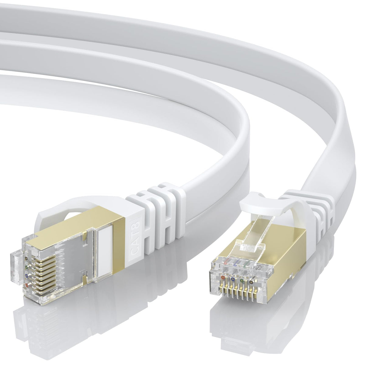 BUSOHE Cat 8 Ethernet Cable 20M, High Speed 40Gbps Flat LAN Internet White