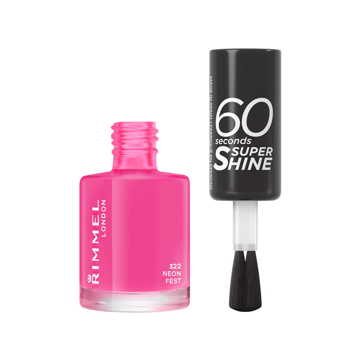 Rimmel 60 Seconds Super Shine Nail Polish, 740 Clear, Quick-Dry Nail Polish, Ultra-Shiny Finish, Easy to Apply, Vibrant Colour, Long-Wearing, Improved Formula, Vegan, 8ml