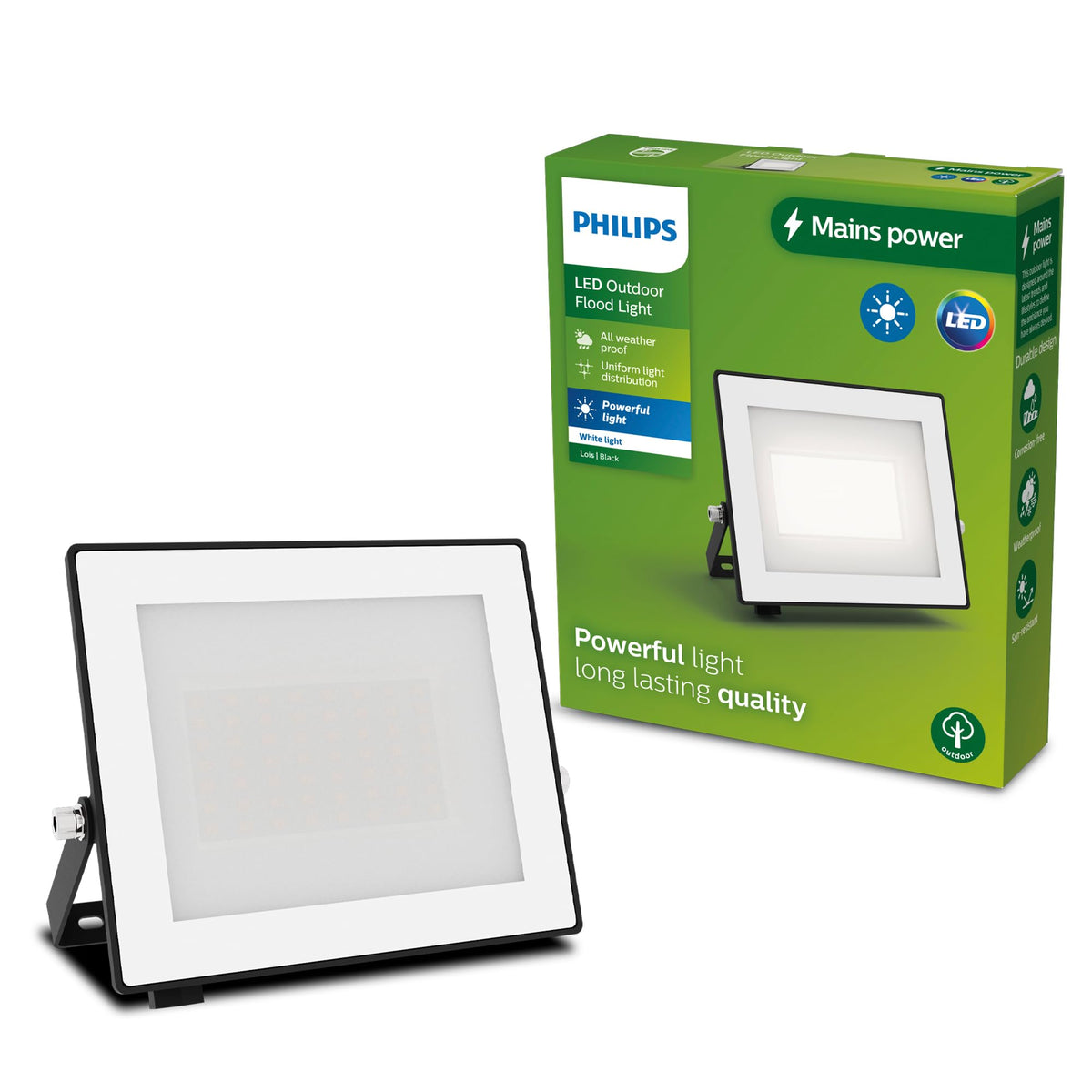 Philips Lois Outdoor Floodlight, White, 10 W