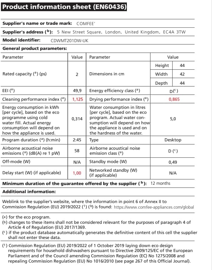 COMFEE' Table Top Dishwasher, No Plumbing Needed, for Singles & Couples