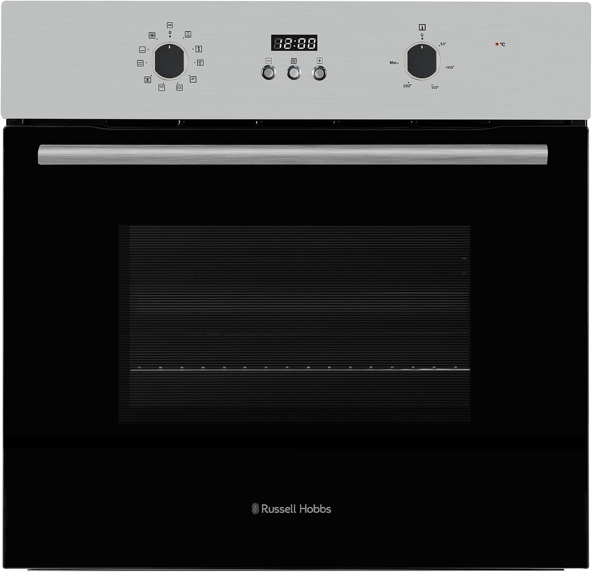 Russell Hobbs Built-in Multifunctional Electric Fan-Assisted Oven 70L in Black with 10 Functions, Double-Glazed Door, A Energy Rating, Grill Function, LED Clock & Timer, Easy-Clean Interior, RHEO7011B