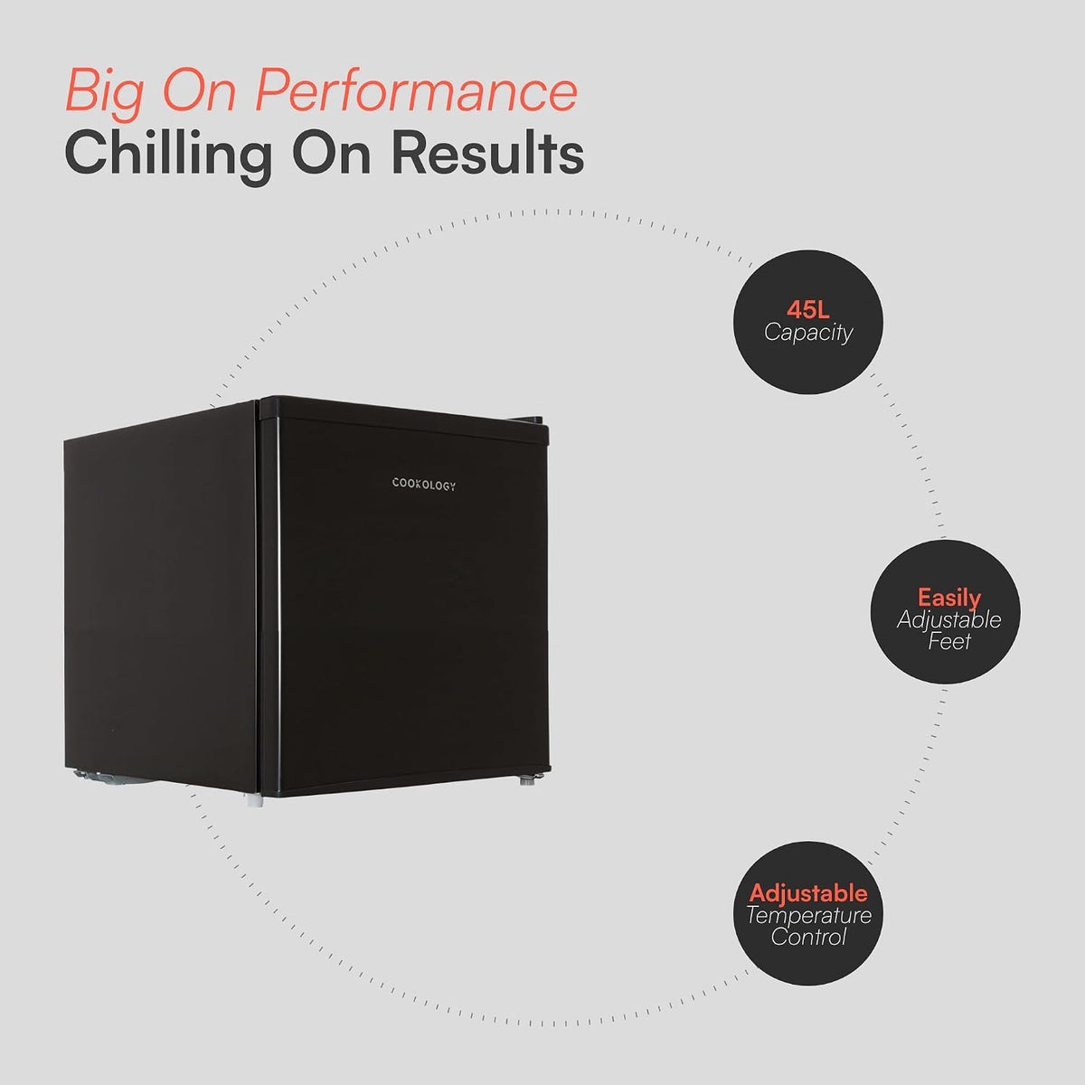 Cookology 45L Small Tabletop Mini Fridge with Chiller Box - Black
