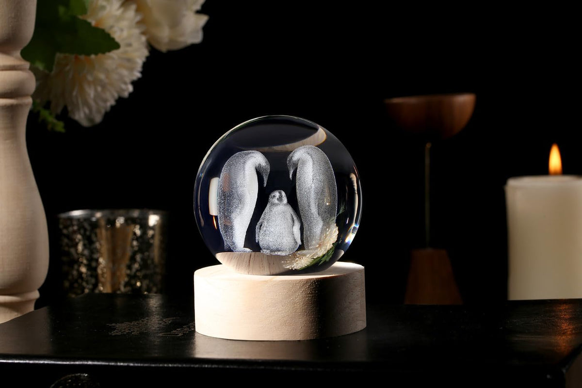Glass Christmas Reindeer 3D Crystal Ball Christmas Ornaments