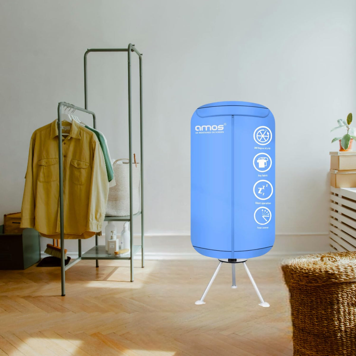 AMOS Eezy Dry Pod Heated Electric Clothes Dryer 10KG Capacity 1000W Indoor & Outdoor Folding Airer for Laundry Large Foldable Rack for Fast Drying With Cover (Dry Pod)