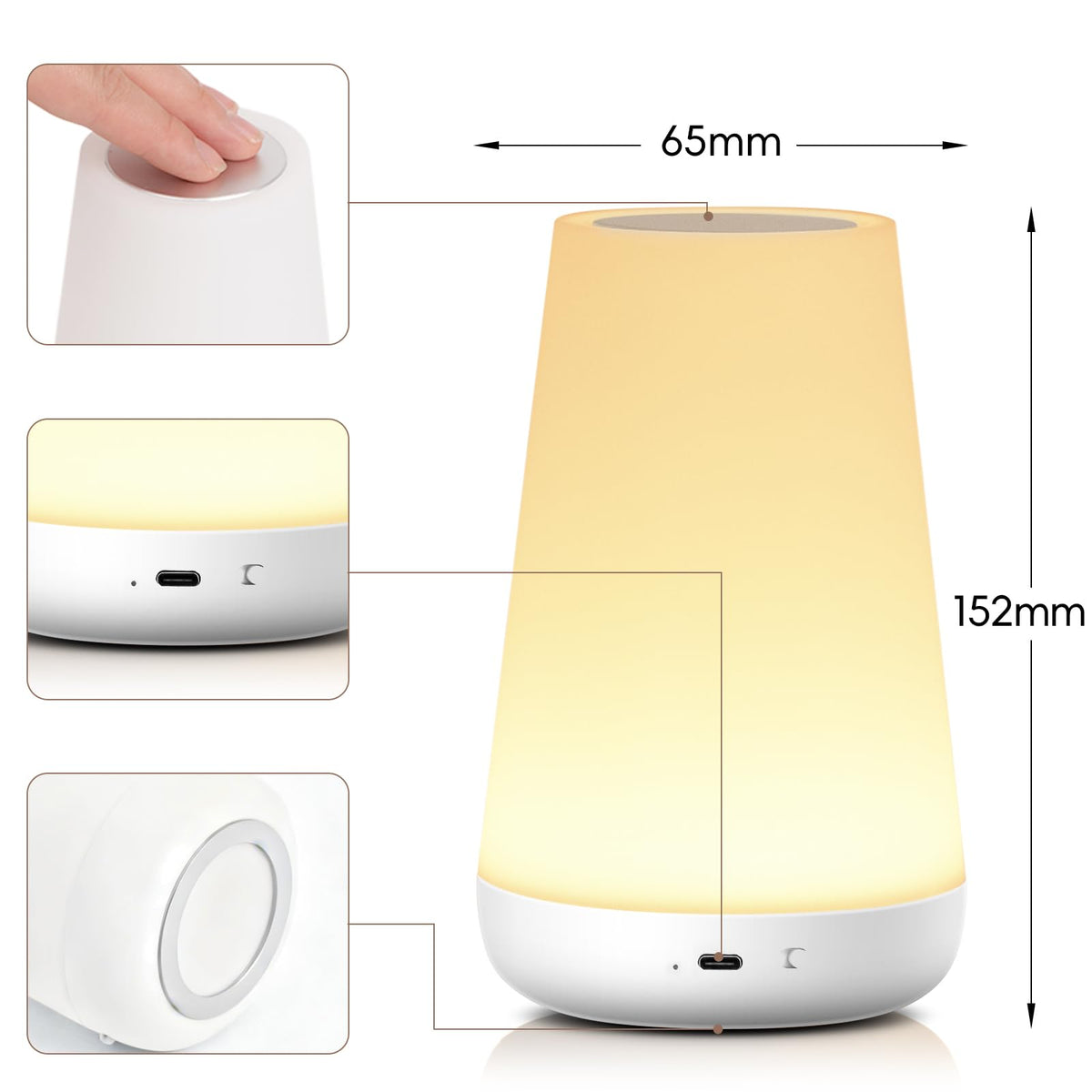 Ledivion Night Light, LED Touch Bedside Table Lamp, RGB Colours Changing, 5 Brightness Level, Timing Function, Dimmable Rechargable Remote Control Light for Bedroom, Living Room
