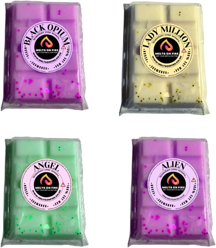 Wax Melts Scented Handmade Snap Bars, 4 Pack Alien, Angel, Black Opium, Lady Millionairess Scented Soy Wax Melts Vegan Aromatherapy (Perfume1)