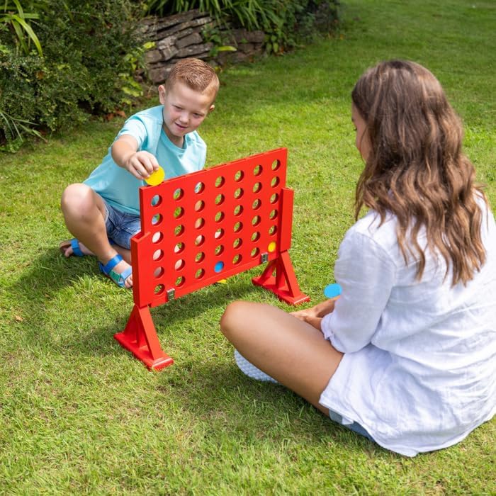 Grasshopper Games | 4 in Row, 46 Discs and Carry Bag, Classic Four in a Line Game, Outdoor Family Game for Kids and Adults