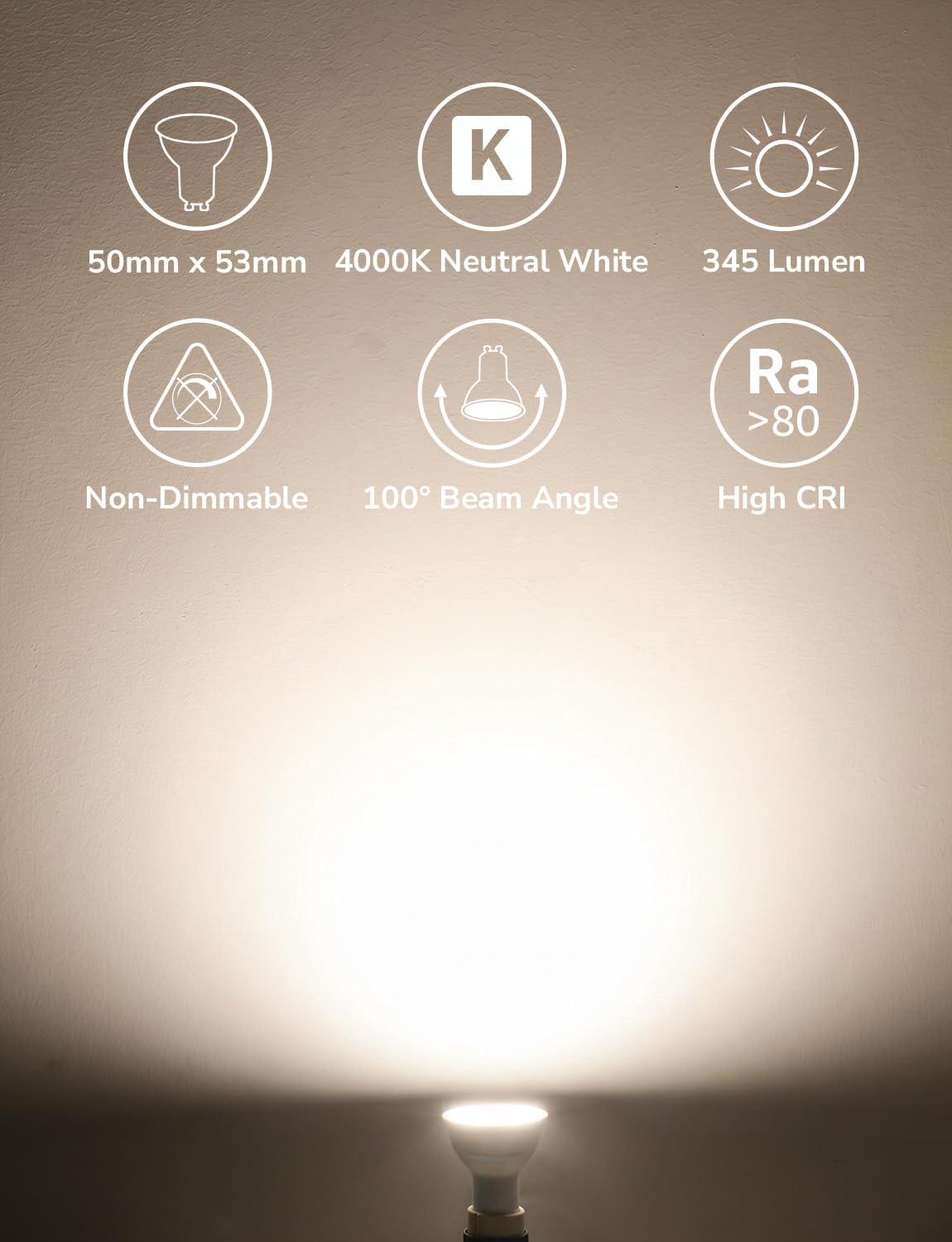 Lepro GU10 LED Bulbs, Warm White 2700K, 4.5W, 50W Equivalent, Pack of 5