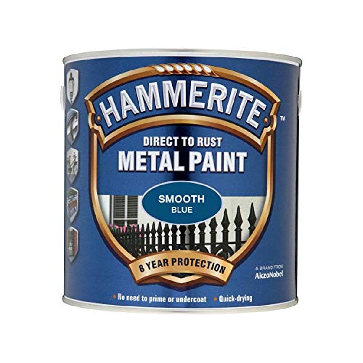Hammerite Direct to Rust Metal Paint - Smooth Black Finish 250ML, 5084863