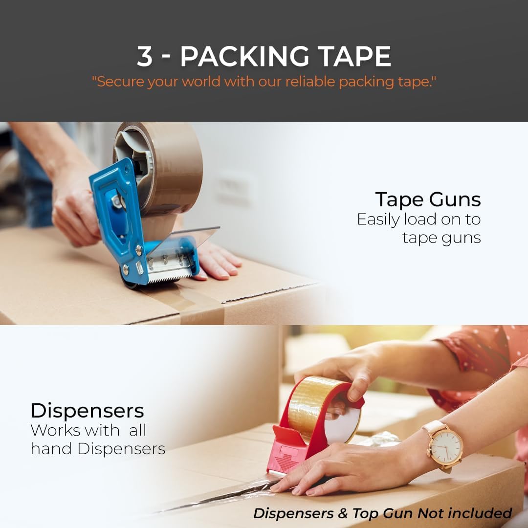Packaging Tape, Industrial Brown Parcel Tape 3 Rolls With Low Noise - 48mm X 66m, Secure Sticky Brown Tape For Box Packaging, Moving Boxes, Packing Tape Strong For Moving House (3 rolls)