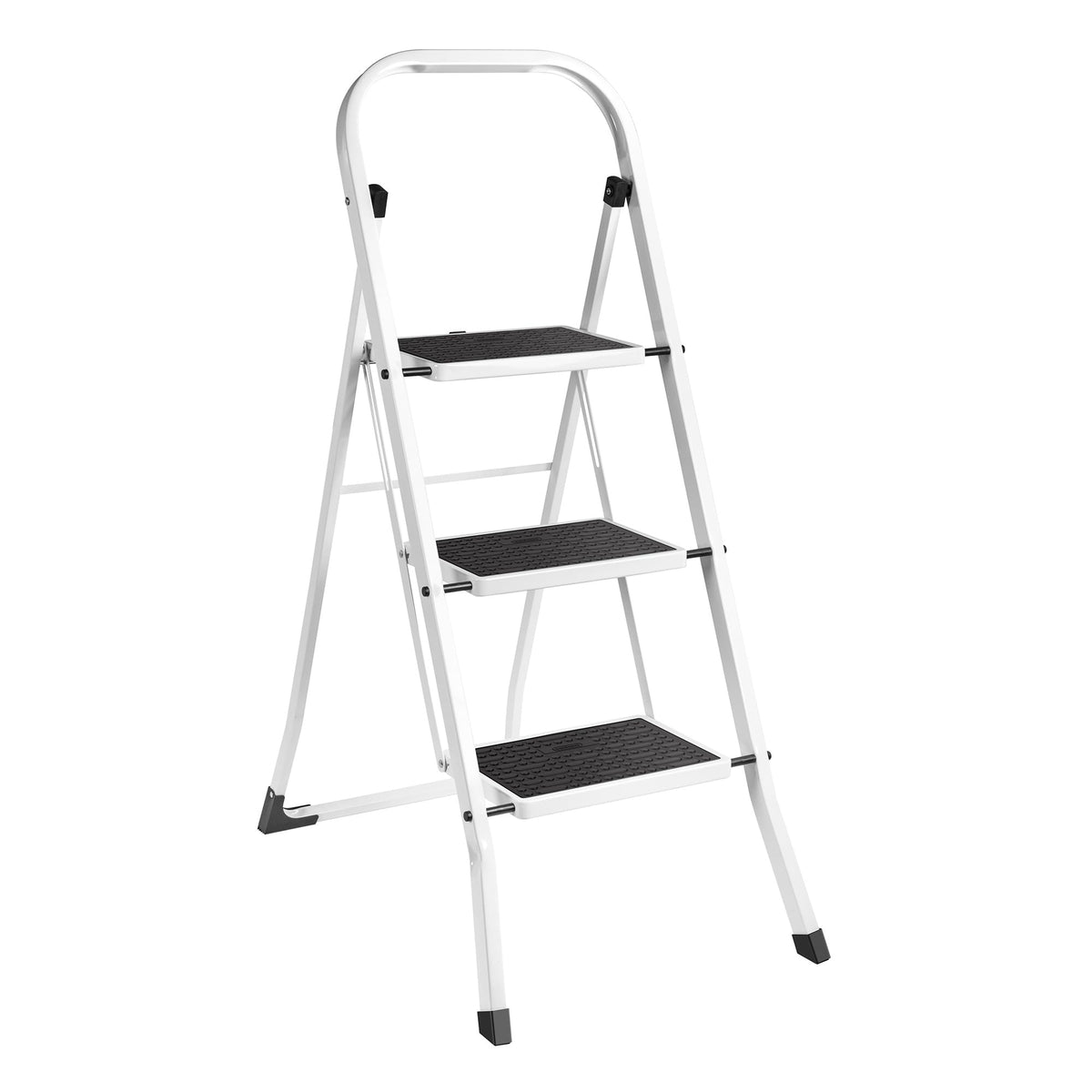 VonHaus 3 Step Ladder – Premium Quality Folding Step Ladder for DIY and Gardening - Anti Slip Feet, Easy to Store Ladder, 150KG Max Capacity - Durable Steel