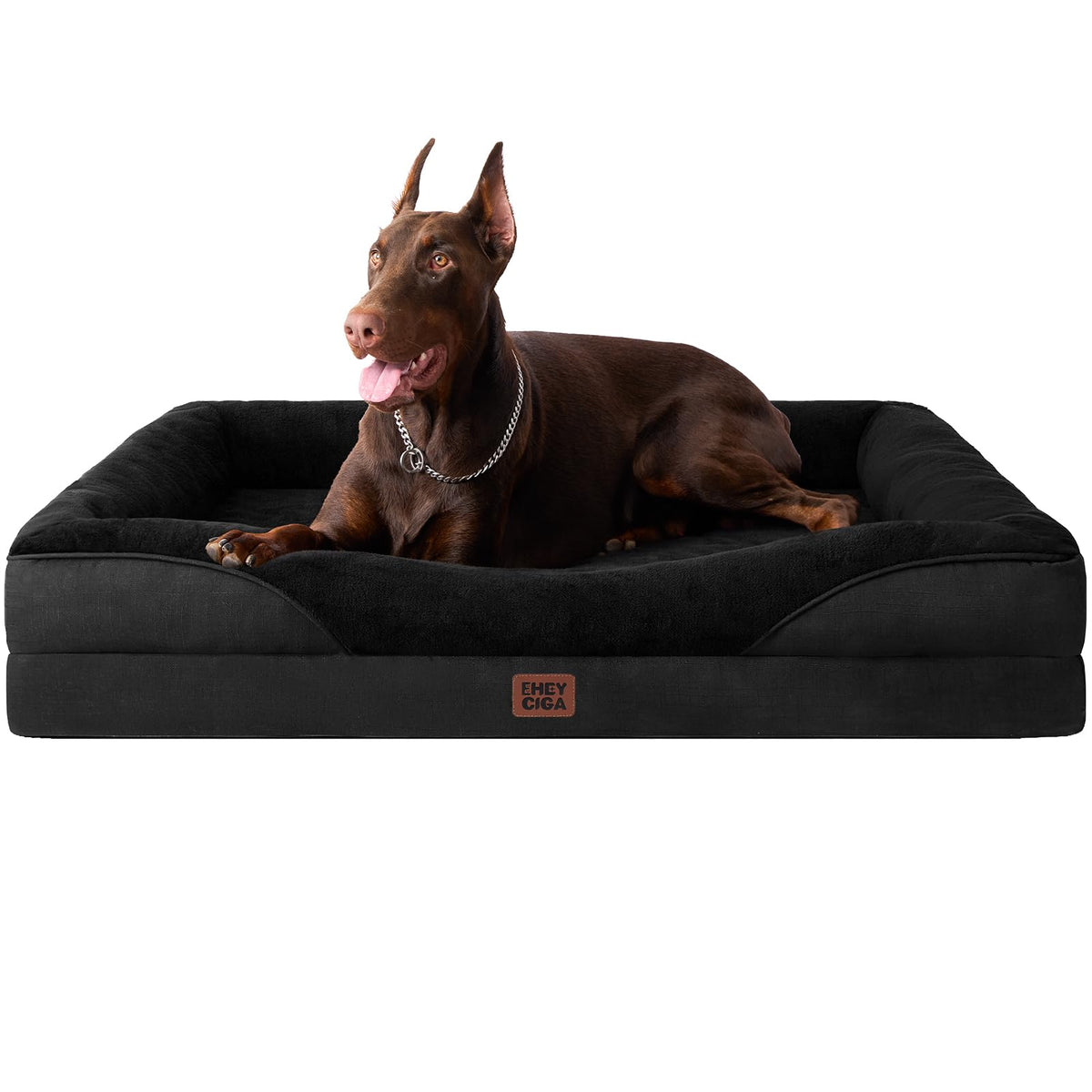 EHEYCIGA Memory Foam Orthopedic Dog Beds Large, 91x68x17cm, Dark Grey