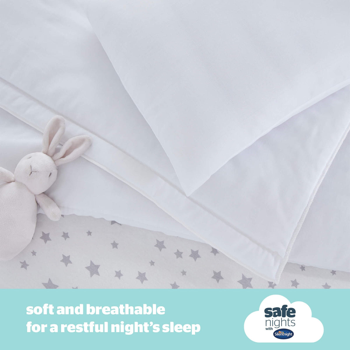 Silentnight Safe Nights Cot Bed Duvet 4 Tog – Anti Allergy Lightweight Soft Snug Nursery Quilt for Children, Kids, Toddlers – Hypoallergenic and Machine Washable – 150x120cm
