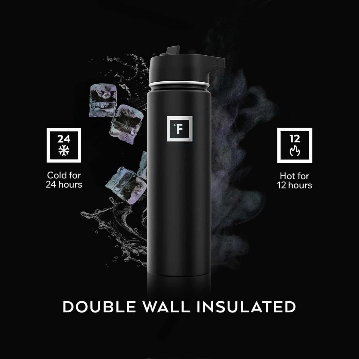 Insulated Water Bottle with Straw - 650/950/1200/1800 ml - Leakproof Double-Walled Stainless Steel Metal Drink Flask BPA-Free - Sports Travel Gym Camping Hiking Kids