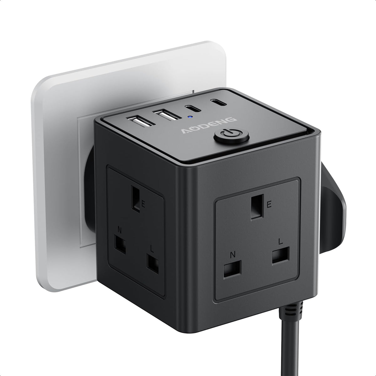 Plug Extension Socket with 4 USB, 3 Way Multi Plug Adapter UK, USB Wall Plug Charger, 3 Pin Plug Expander for Home, Office, University Essentials