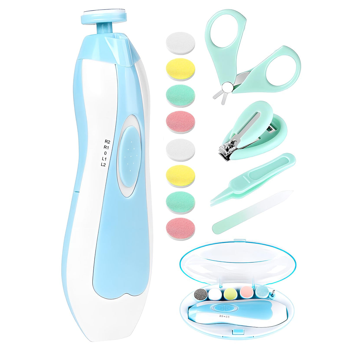 Qunlions life Baby Nail Trimmer Electric, 6 in 1 Rechargeable Baby Nail Clippers Manicure Set Grooming Kit for Toddler Infant or Adults (Pink)