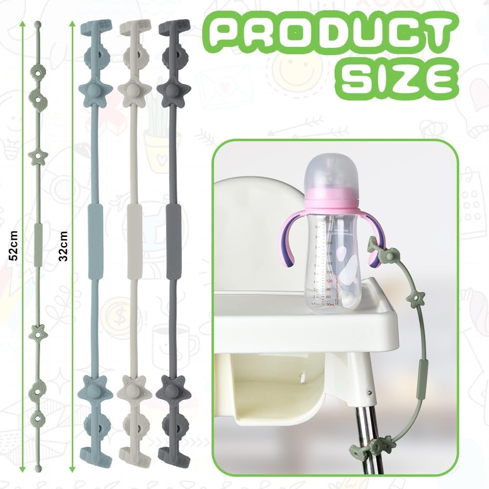 Vicloon Silicone Toy Clip, 4Pcs Toy Safety Straps, Food Grade Silicone Pacifier Clips Sippy Cup Strap, Adjustable Stroller Pacifier Strap Hanging Toys, Anti Drop Chain for 18+ Month(Blue/Green)