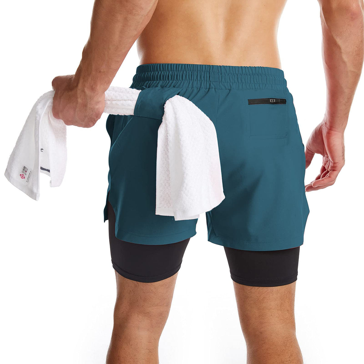 Mens Running Shorts Men's Gym Sports Short 2 in 1 with Phone Pocket Lightweight Quick Drying