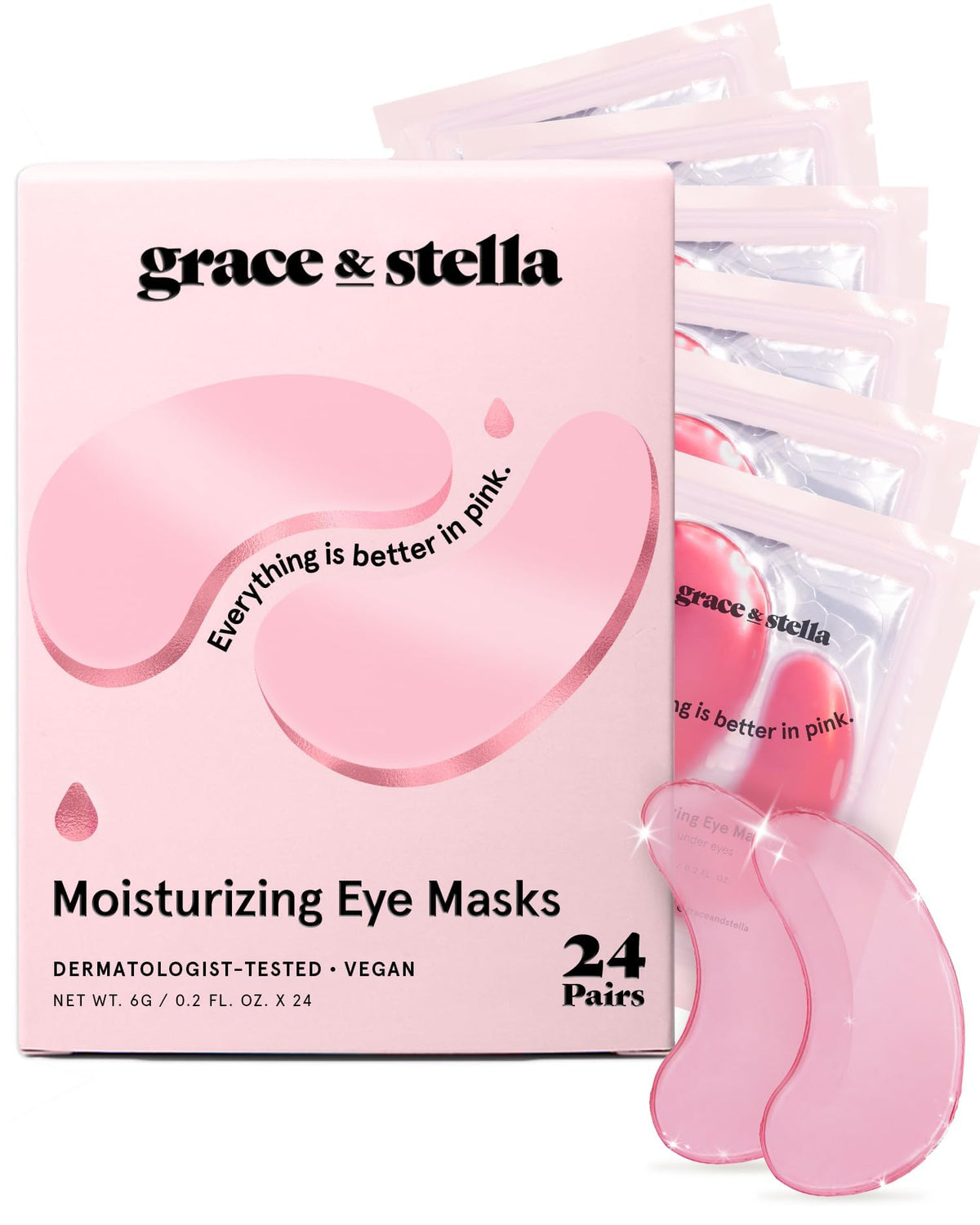 grace & stella Award Winning Under Eye Patches for Dark Circles - Illuminating Under Eye Masks for Puffy Eyes - Undereye Gel Patches with Niacinamide - Vegan - Gifts for Sisters (6 Pairs, Blue)