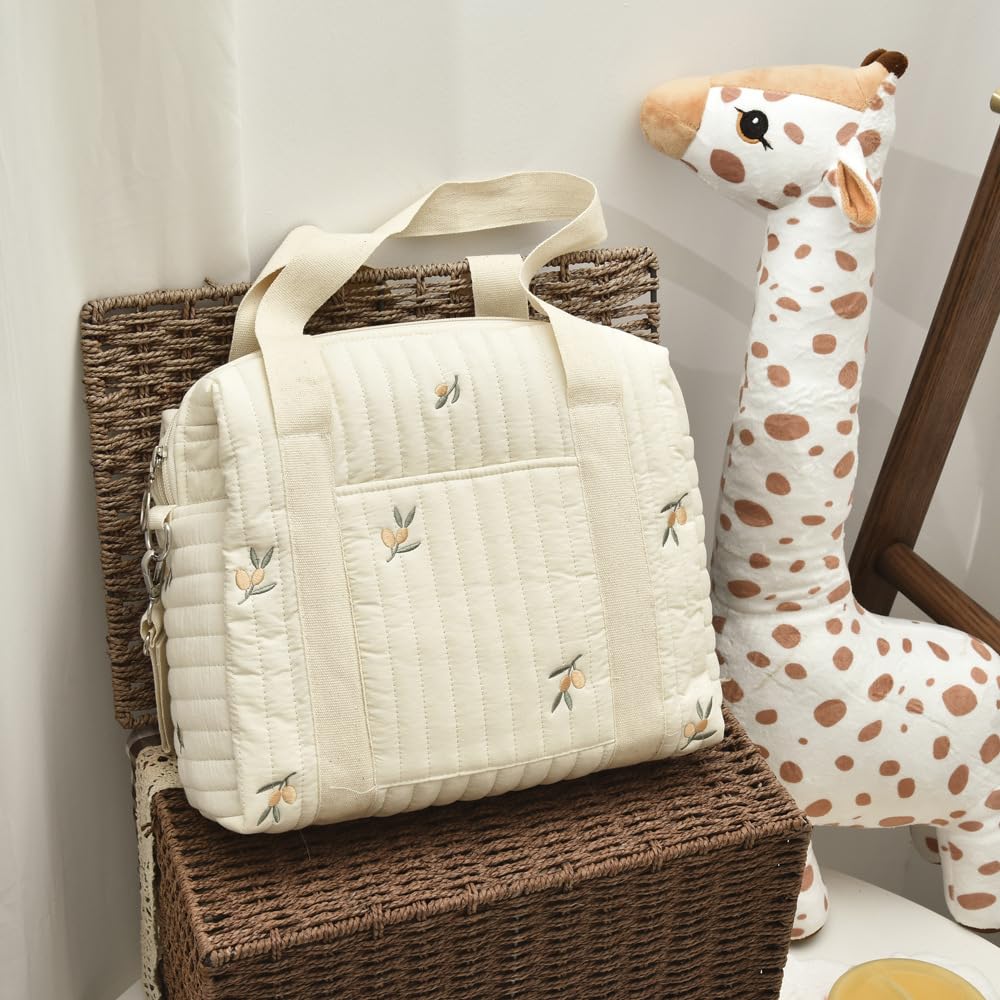 Baby Stroller Storage Bag, Cotton Cloth Reusable Handbag Pram Organiser Bag Multifunctional Pushchair Organiser with Zipper Pockets for Pram Travel 32x12x25cm (#3)