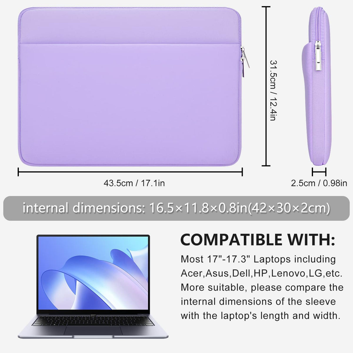 Laptop Case Compatible with 15 to 16 Inch MacBook HP Acer Asus Notebook with Zip Accessory Bag Padded Laptop Sleeve Case Protective for 15 to 16 Inch Laptop