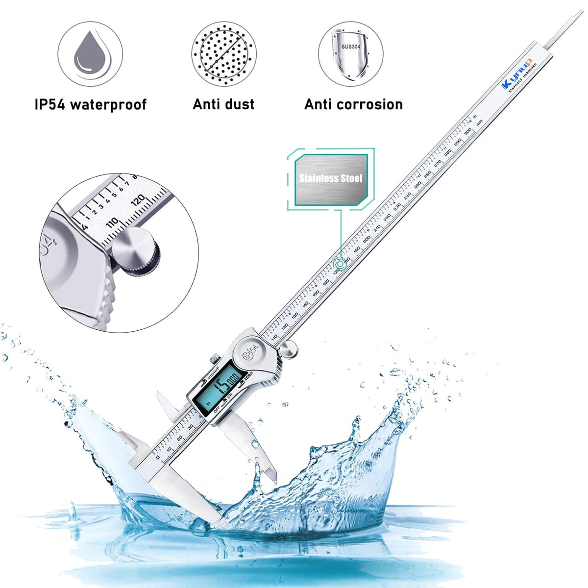 Kynup Digital Caliper 150mm, 6 inch Digital Vernier Caliper with LCD Screen