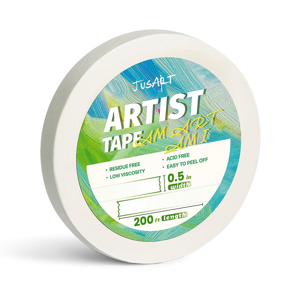 JusArt Artist Tape for Watercolor Paper, 1/2 inch Wide 200FT Long