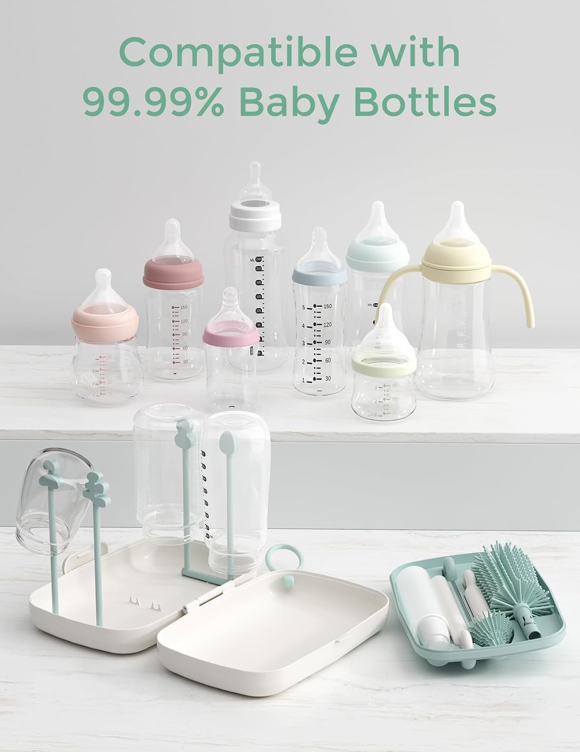 Momcozy Bottle Brush Set - Baby Bottle Cleaner Kit with Silicone Brush