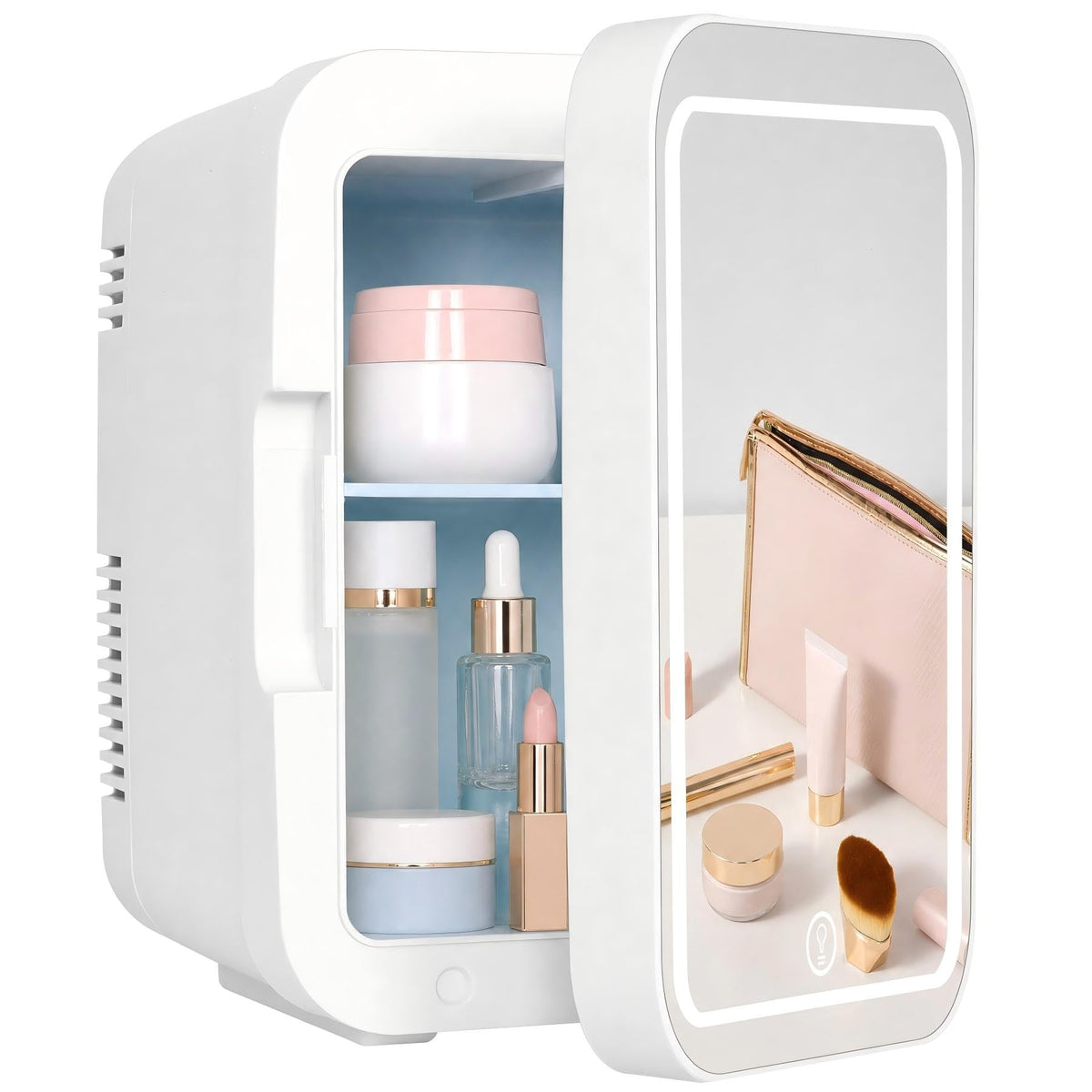 ARTETHYS Mini Fridge for Bedrooms, 8L Skincare Fridge with LED Mirror