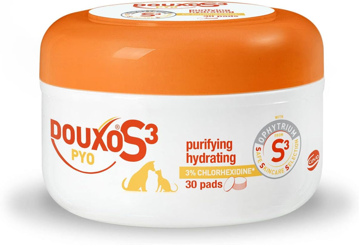 DOUXO S3 PYO Pads, Antibacterial & Anti-Yeast Dog And Cat Wipes