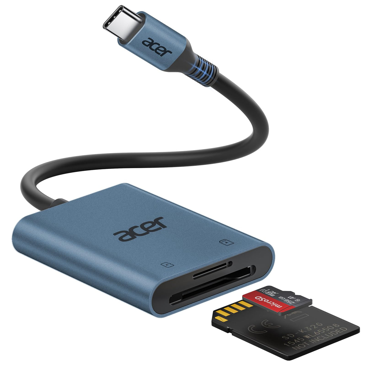 acer USB-C SD Card Reader 170MB/s, Type-C Micro SD Card Adapter Aluminium