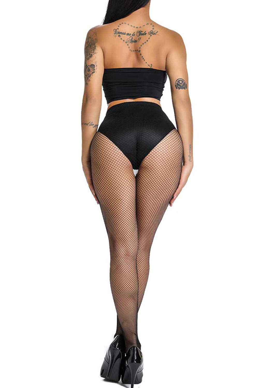 E-Laurels Womens Fishnet Tights Stockings Black Pantyhose Fish Net Plus Size