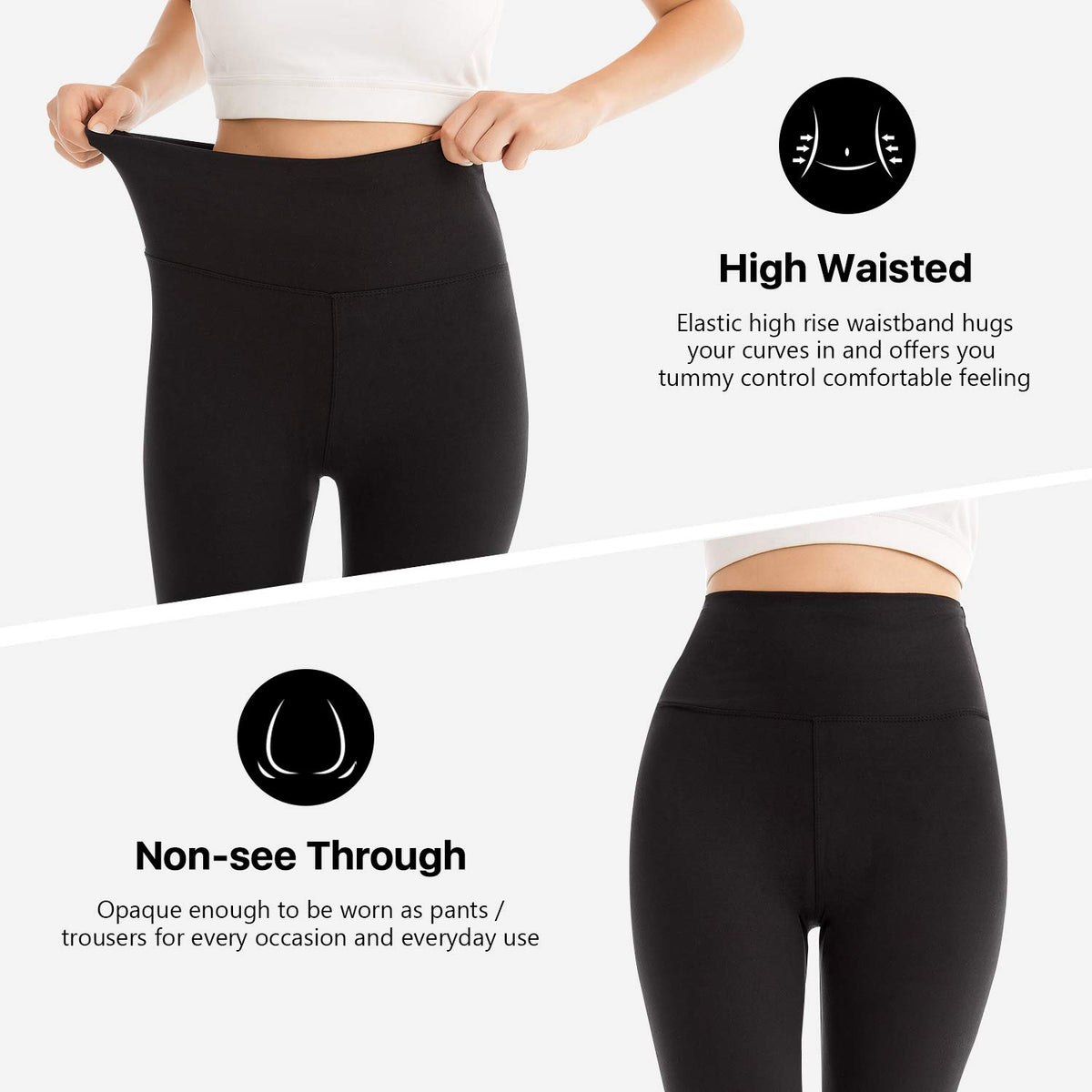 SINOPHANT High Waisted Capri 3/4 Length Leggings for Women
