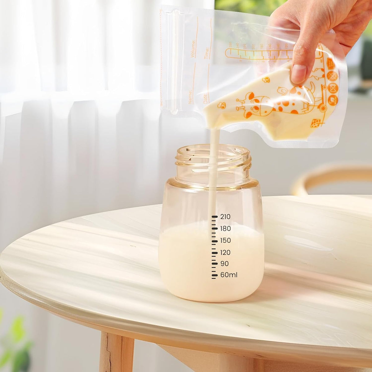 Oderra 250/180ml Breast Milk Storage Bags 50/ 100PCS- Pre-Sterilized Freezer-Safe Breastmilk Bags with Built-In Pour Spout, Double Zip Seal, Hospital Bag Maternity Essentials