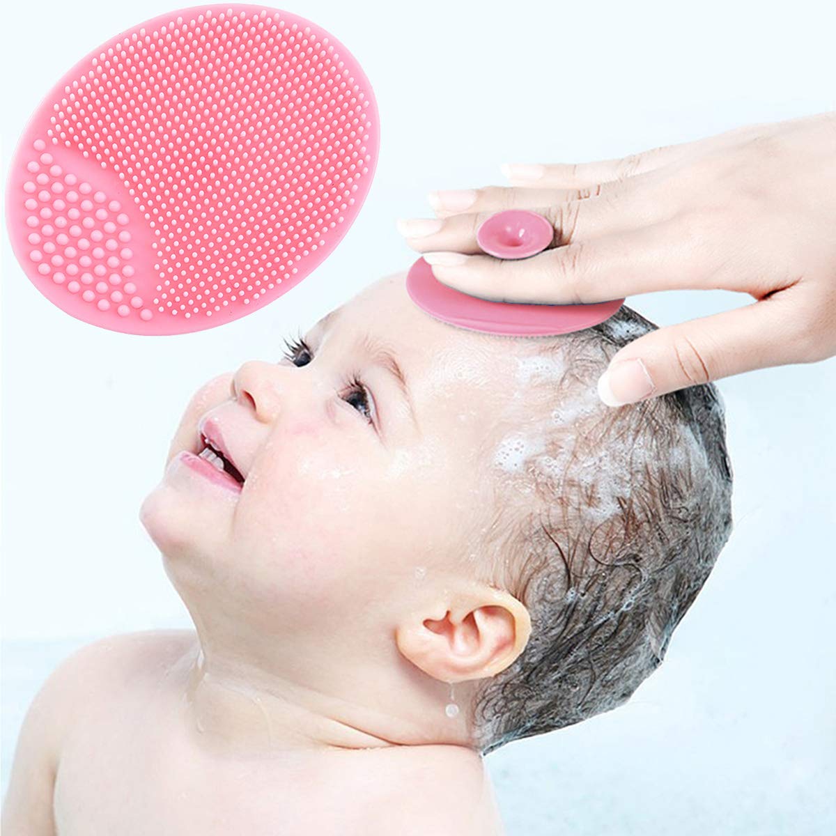 Baby Bath Brush, Baby Cradle Cap Brush, Silicone Massage Brush, Silicone Scrubbers Exfoliator Brush, Baby Skin Scrubbers Essential for Dry Skin, Cradle Cap and Eczema 2 Pack (Blue & Green)