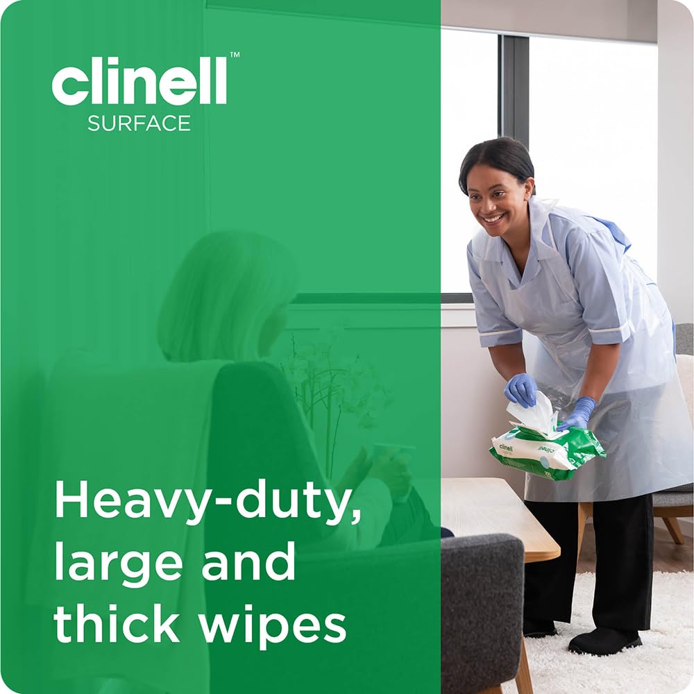 Clinell Universal Cleaning and Disinfectant Wipes - Pack of 6, 1200 Wipes - Multi Surface, Kills 99.99% of Germs, Quick Action, Green, Pleasant Fragrance