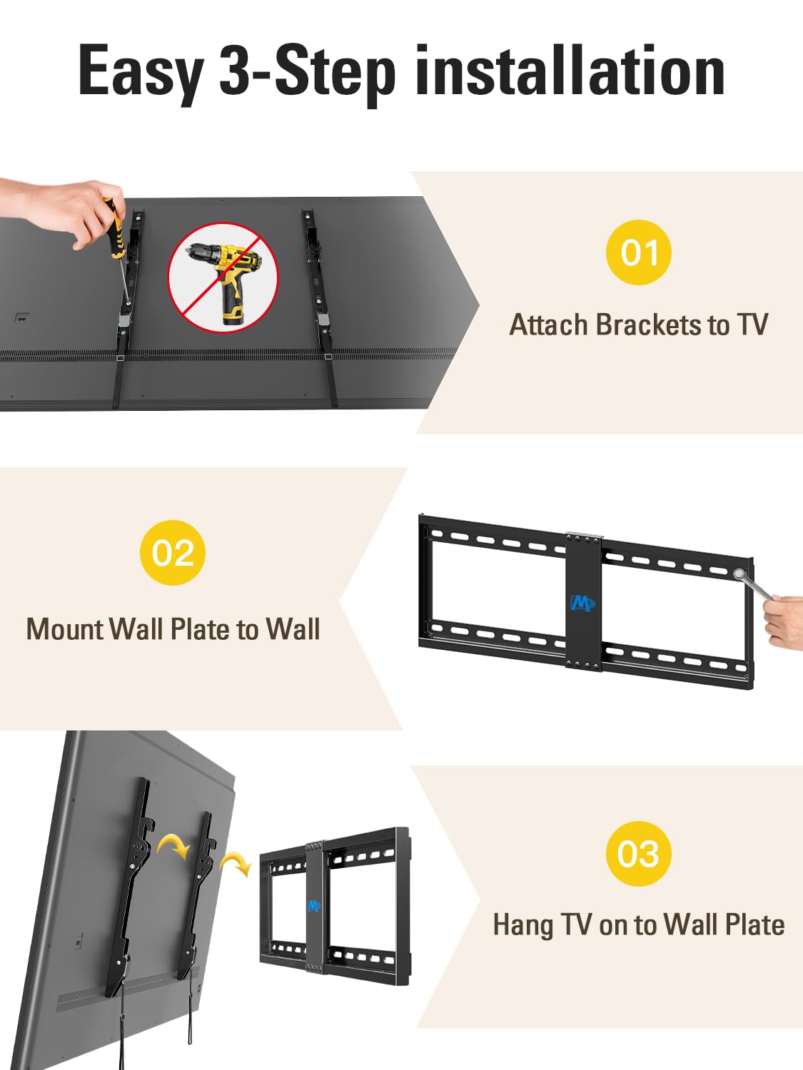 Mounting Dream Fixed TV Wall Bracket for 26-60" TV Max VESA 400x400mm 45kg