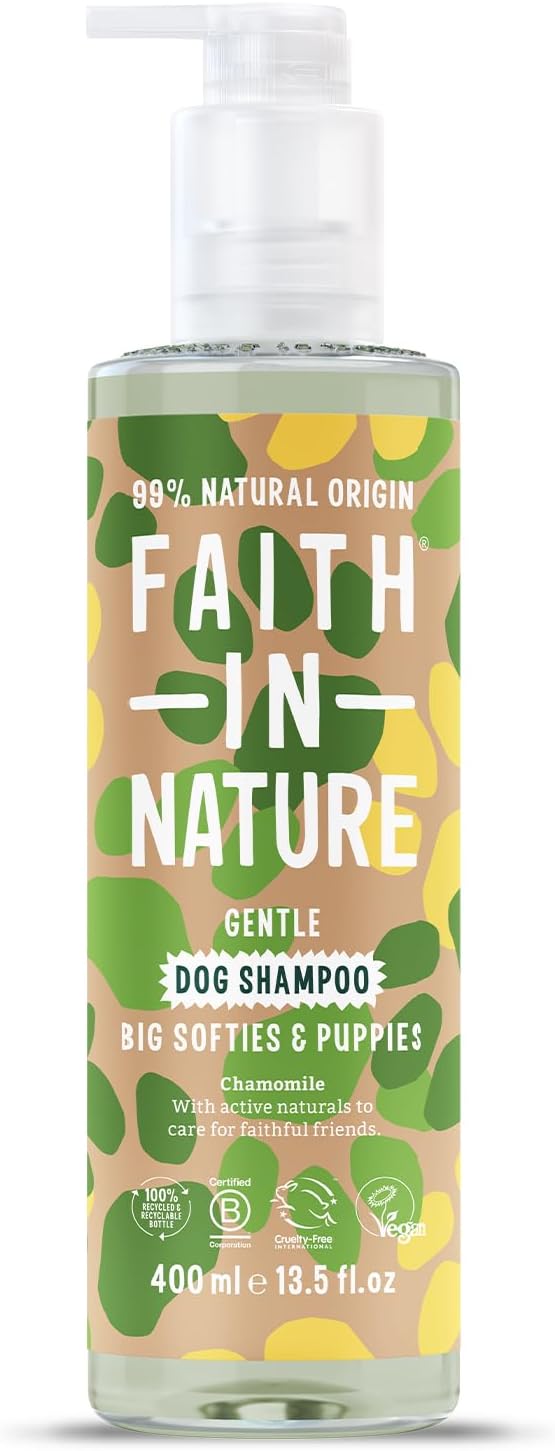 Faith In Nature Natural Chamomile Dog Shampoo, Vegan & Cruelty Free, No SLS,Silicones or Parabens, Gentle, For Sensitive Dogs and Puppies, 400ml
