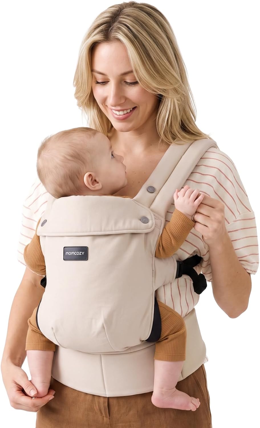 Momcozy Baby Carrier for 3-24M/3.2-20kg, Waist 64-127cm, Cotton Khaki