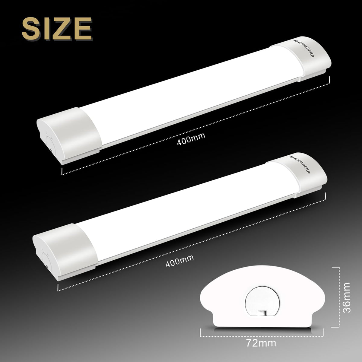 Plug and Play LED Batten Light 4ft with 3m Cable, 36w, 6500K