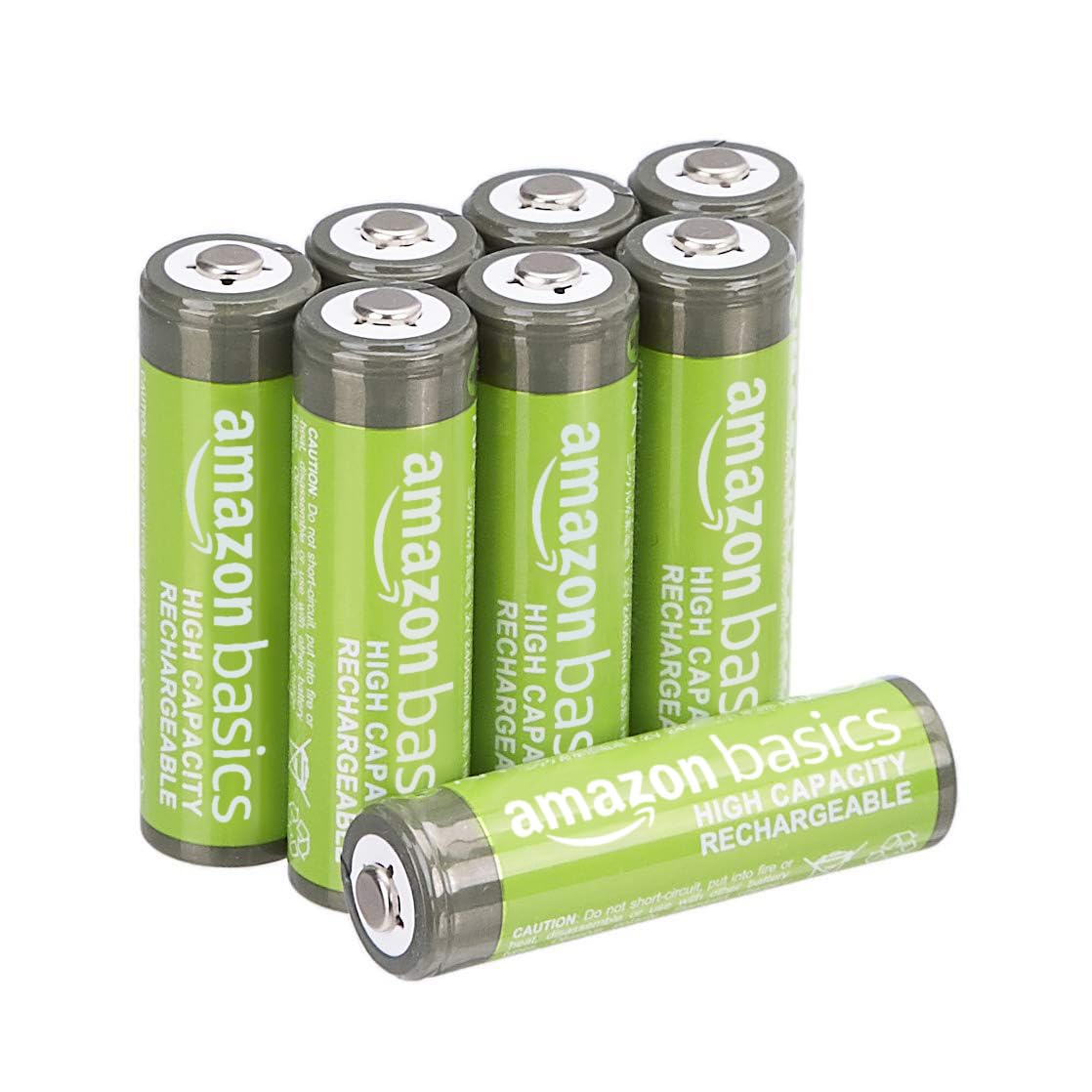 Amazon Basics 8-Pack Rechargeable AAA NiMH High-Capacity Batteries, 850 mAh, 1.2V, Recharge up to 500x Times, Pre-Charged