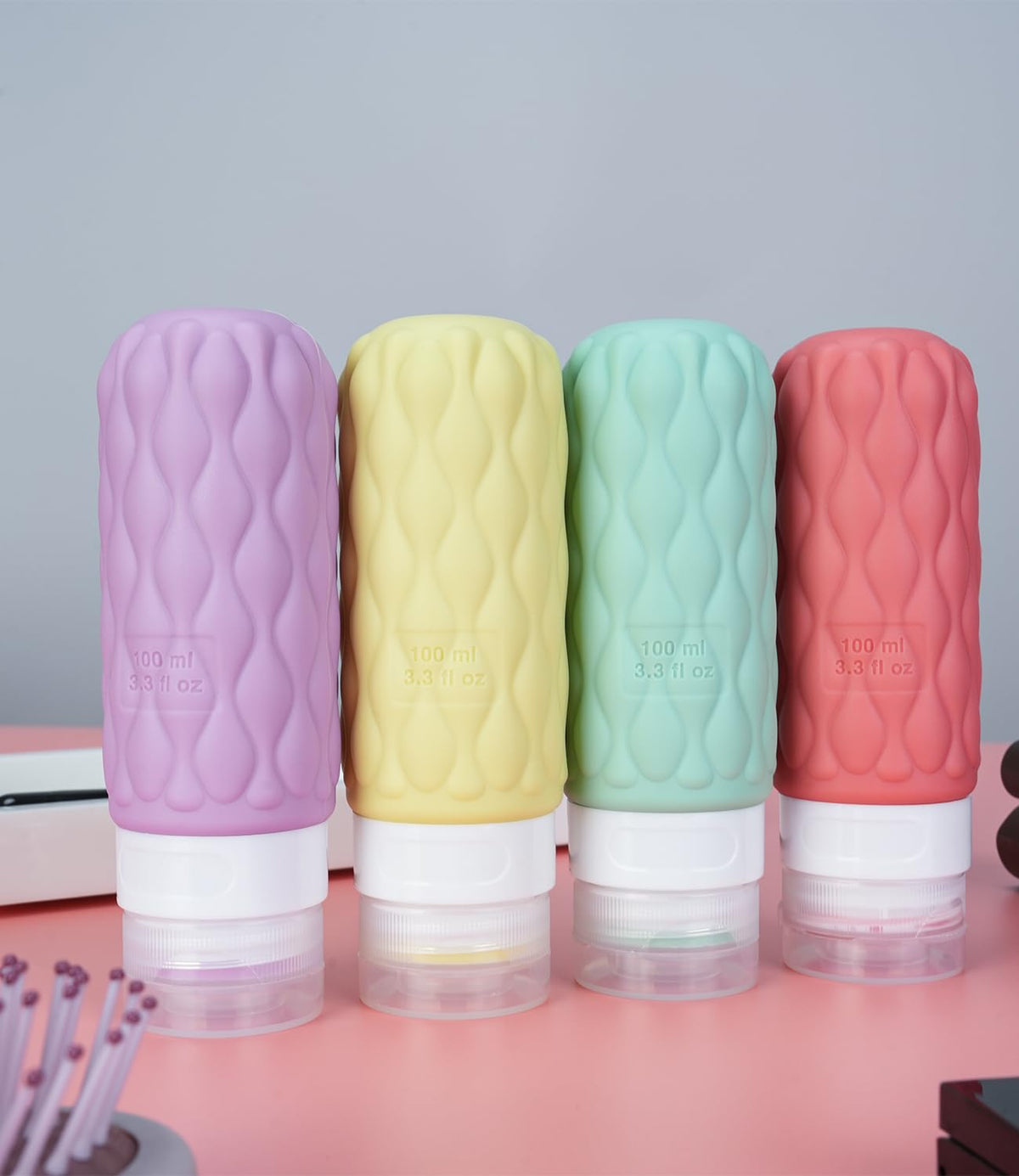 100ml Silicone Travel Bottles for Toiletries for Shampoo and Conditioner