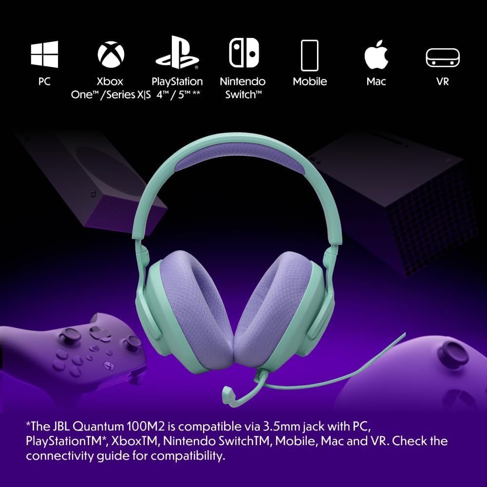 JBL Quantum 100M2 Wired Gaming Headset, Black